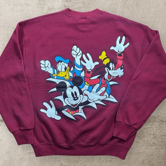 Vtg Disney Mickey Mouse & Friends Breakthrough Crewneck Large Back Hit Red 90s - Picture 4 of 10